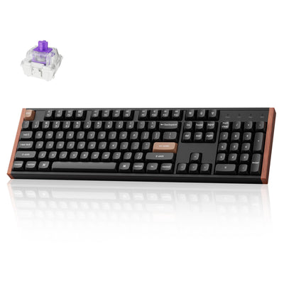 Keychron K10 HE Hall Effect Keyboard, Gateron Double-Rail Nebula Magnetic Switch, Full-Size Tri-Mode Wireless Keyboard with Rapid Trigger, Adjustable Actuation, RGB, Aluminum + Wood Frame - Black