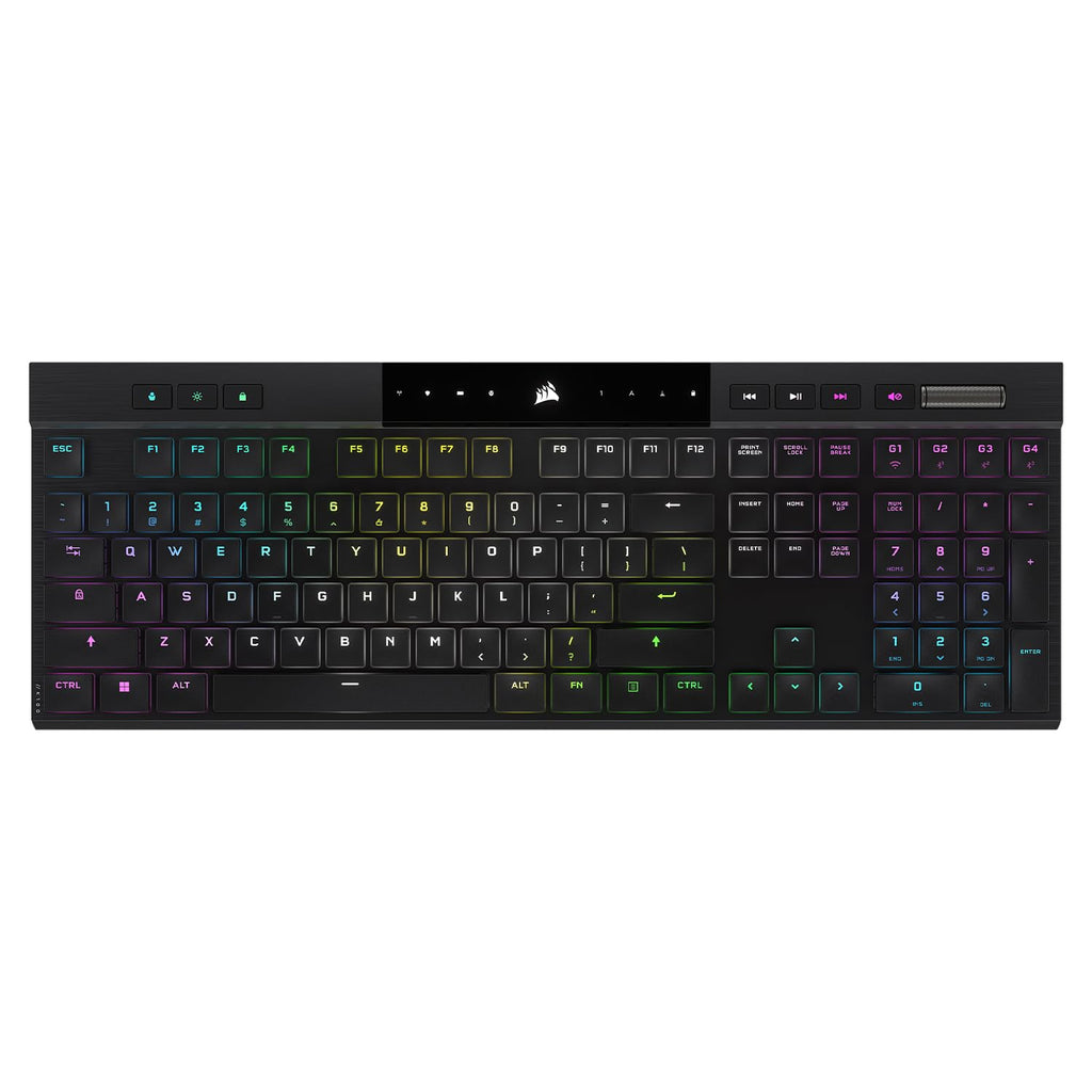 Corsair K100 AIR Wireless RGB Mechanical Gaming Keyboard - Ultra-Thin, Sub-1ms Slipstream, Low-Latency Bluetooth, Cherry MX Ultra Low Profile Keyswitches - NA Layout, QWERTY - Black
