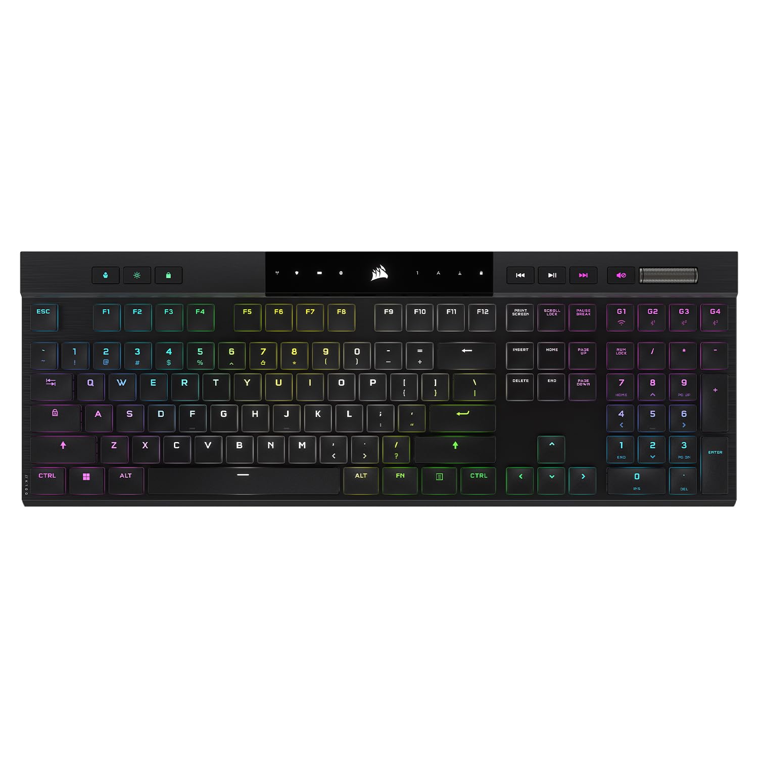 Corsair K100 AIR Wireless RGB Mechanical Gaming Keyboard - Ultra-Thin, Sub-1ms Slipstream, Low-Latency Bluetooth, Cherry MX Ultra Low Profile Keyswitches - NA Layout, QWERTY - Black
