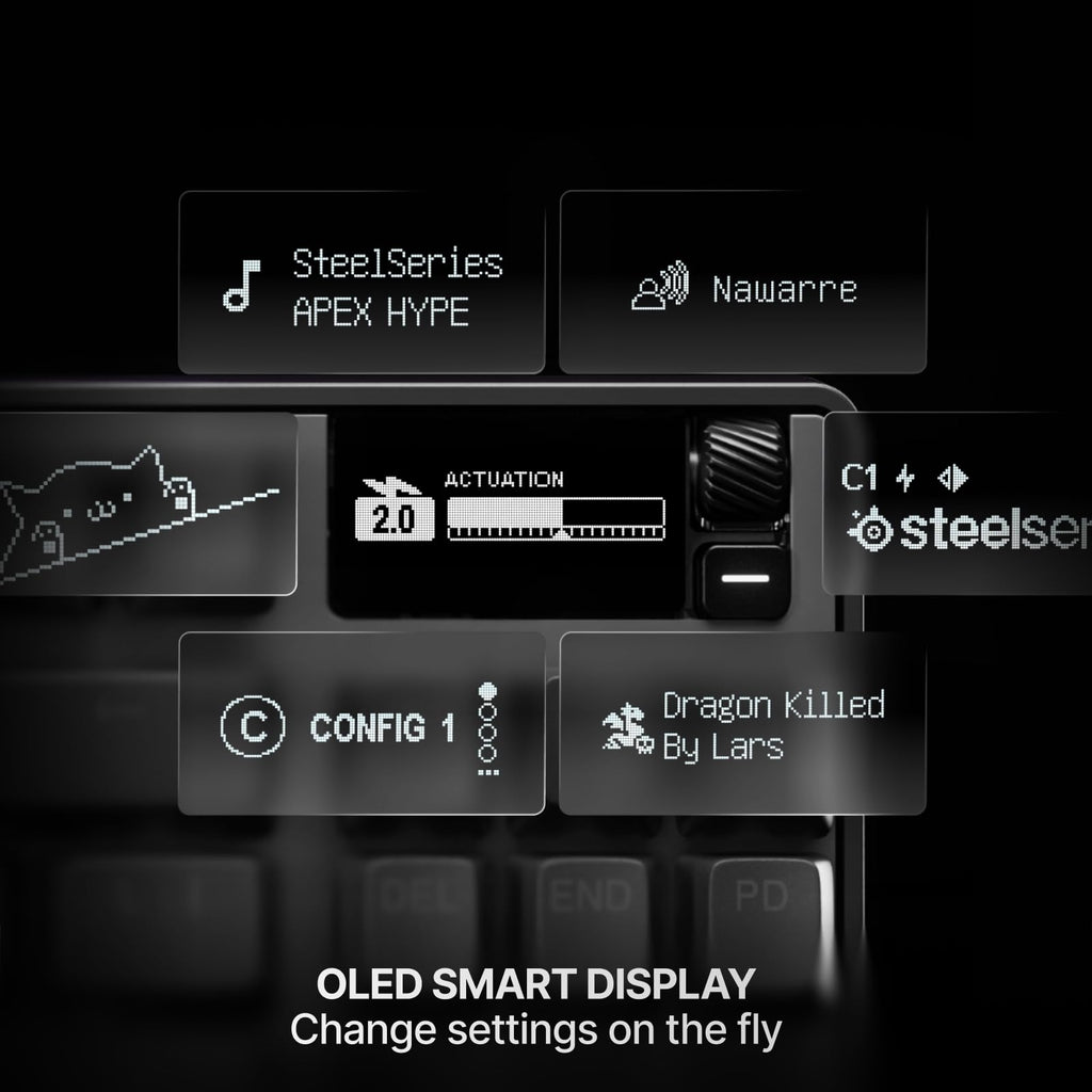SteelSeries Apex Pro TKL Gen 3 Gaming Keyboard - OmniPoint 3.0 Analog Magnetic Switches, Quickset Auto-Presets (Rapid Trigger, Rapid Tap/SOCD, Protection Mode), OLED, RGB, PBT Keycaps, USB-C, Black