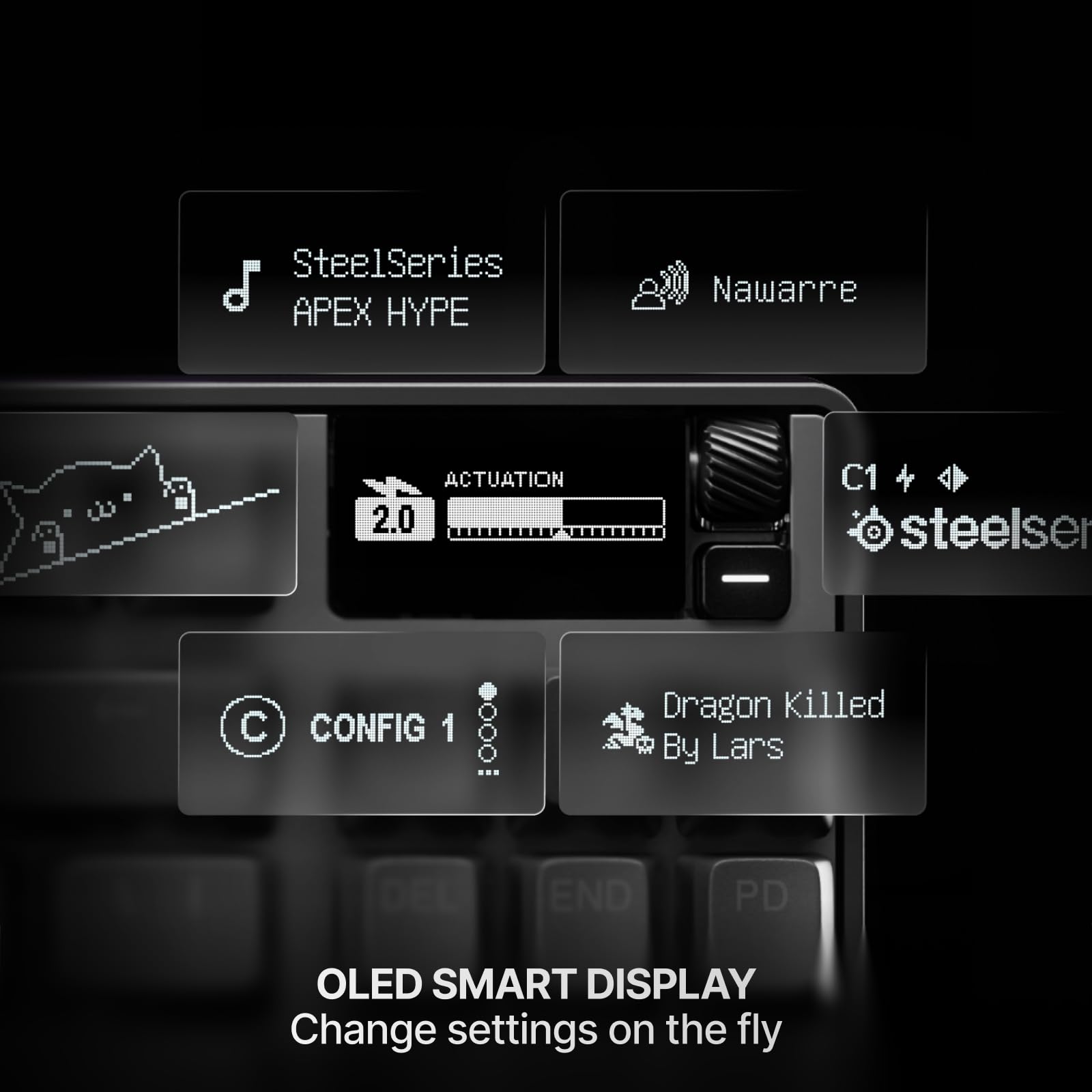 SteelSeries Apex Pro TKL Gen 3 Gaming Keyboard - OmniPoint 3.0 Analog Magnetic Switches, Quickset Auto-Presets (Rapid Trigger, Rapid Tap/SOCD, Protection Mode), OLED, RGB, PBT Keycaps, USB-C, Black
