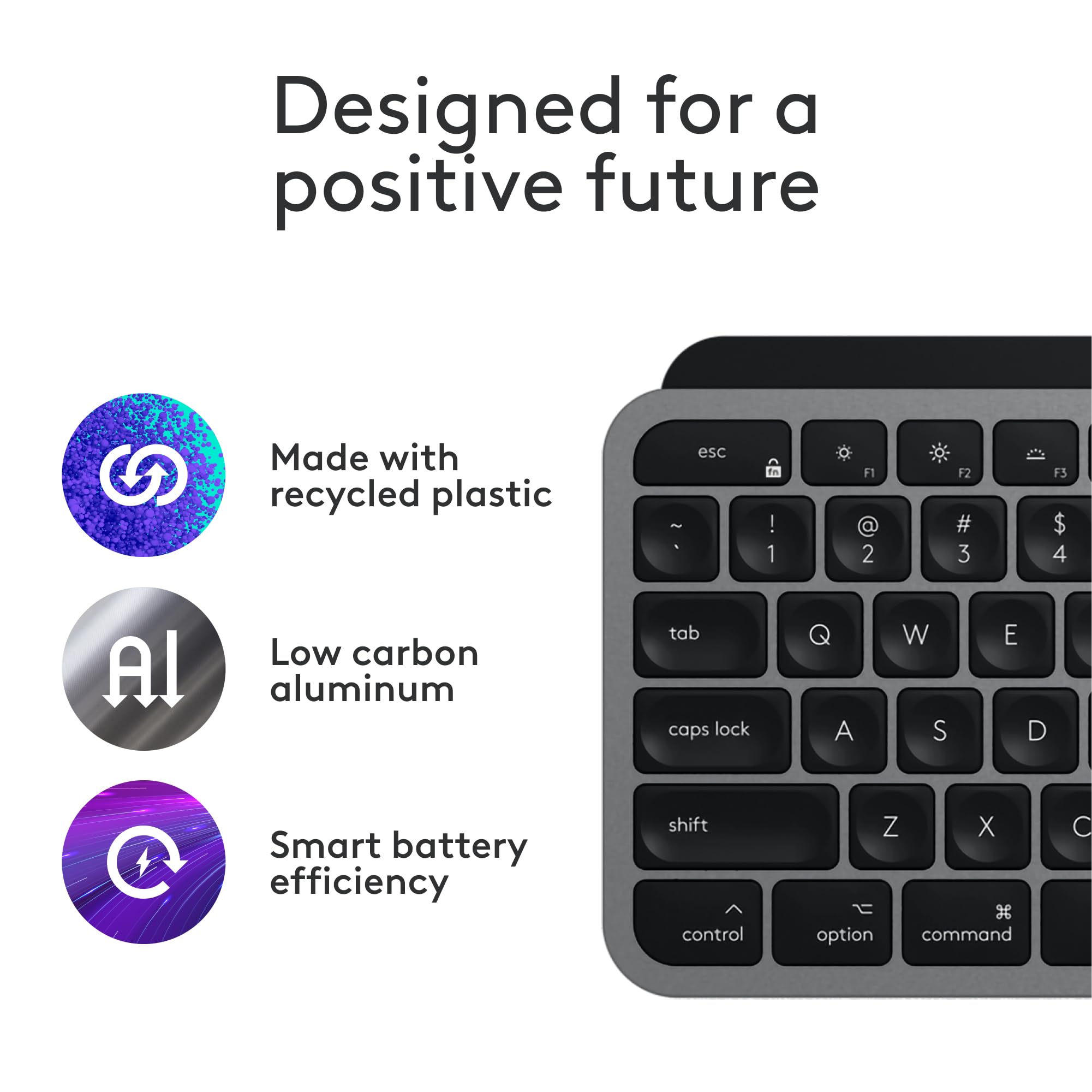 Logitech MX Keys S for Mac, Wireless Keyboard, Fluid, Precise Laptop-Like Typing, Programmable Keys, Backlit, Bluetooth USB C Rechargeable for MacBook Pro, MacBook Air, iMac, iPad - Space Grey