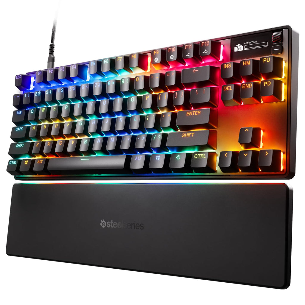 SteelSeries Apex Pro TKL Gen 3 Gaming Keyboard - OmniPoint 3.0 Analog Magnetic Switches, Quickset Auto-Presets (Rapid Trigger, Rapid Tap/SOCD, Protection Mode), OLED, RGB, PBT Keycaps, USB-C, Black