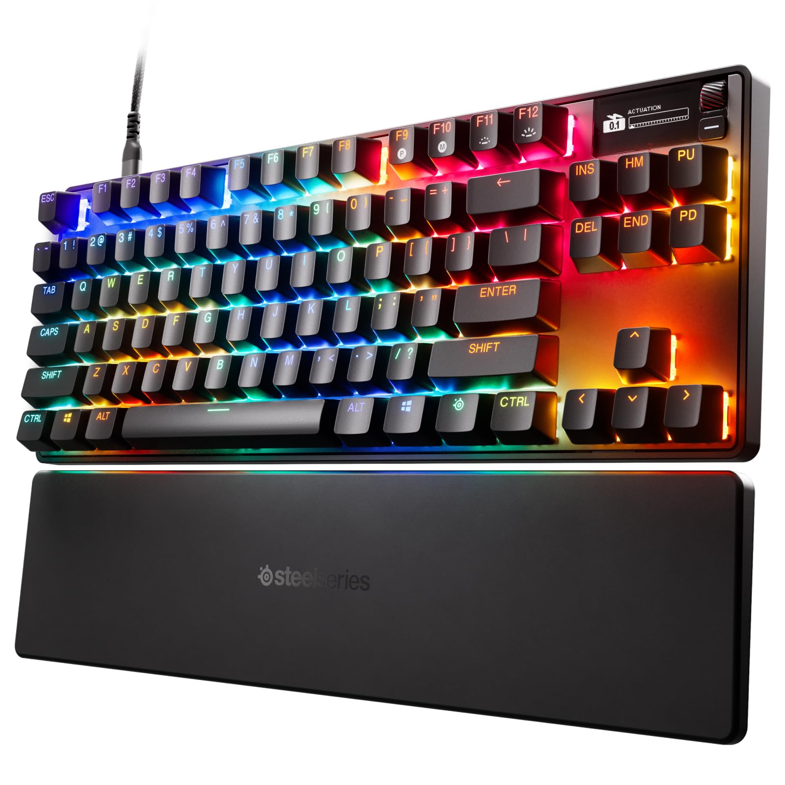 SteelSeries Apex Pro TKL Gen 3 Gaming Keyboard - OmniPoint 3.0 Analog Magnetic Switches, Quickset Auto-Presets (Rapid Trigger, Rapid Tap/SOCD, Protection Mode), OLED, RGB, PBT Keycaps, USB-C, Black