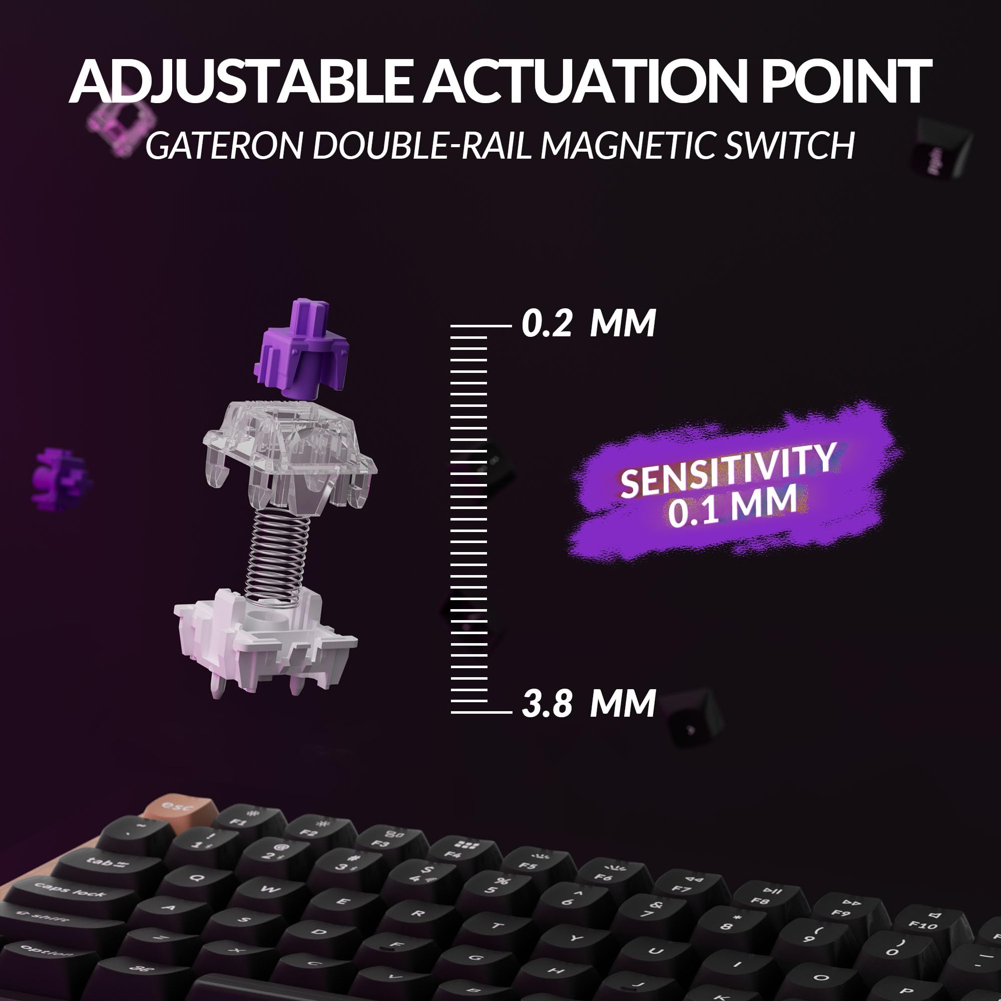 Keychron K2 HE Rapid Trigger Wireless Custom Keyboard with Hall Effect Gateron Double-Rail Magnetic Switch, QMK 2.4 GHz Bluetooth 5.2 RGB Compatible with Mac Windows Linux (Aluminum + Wood)