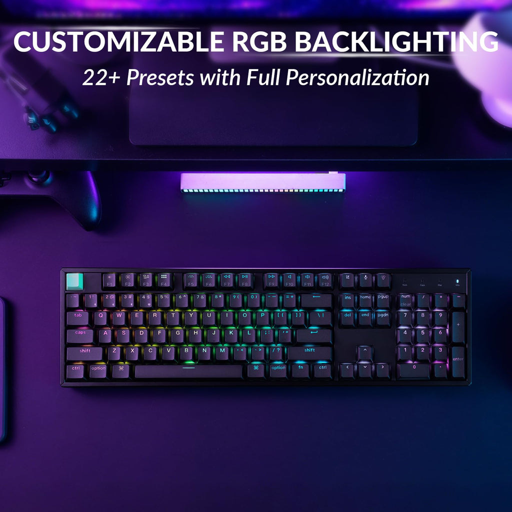 Keychron K10 HE Rapid Trigger Gaming Keyboard Wireless, Hall Effect Magnetic Switch Hot Swappable, 2.4 GHz/Bluetooth/Wired Adjustable Actuation, Full-Size Custom RGB for Mac Windows Linux
