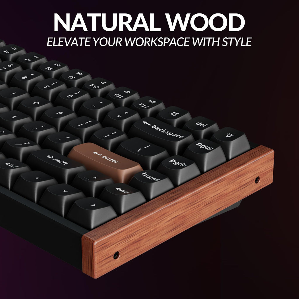Keychron K2 HE Rapid Trigger Wireless Custom Keyboard with Hall Effect Gateron Double-Rail Magnetic Switch, QMK 2.4 GHz Bluetooth 5.2 RGB Compatible with Mac Windows Linux (Aluminum + Wood)