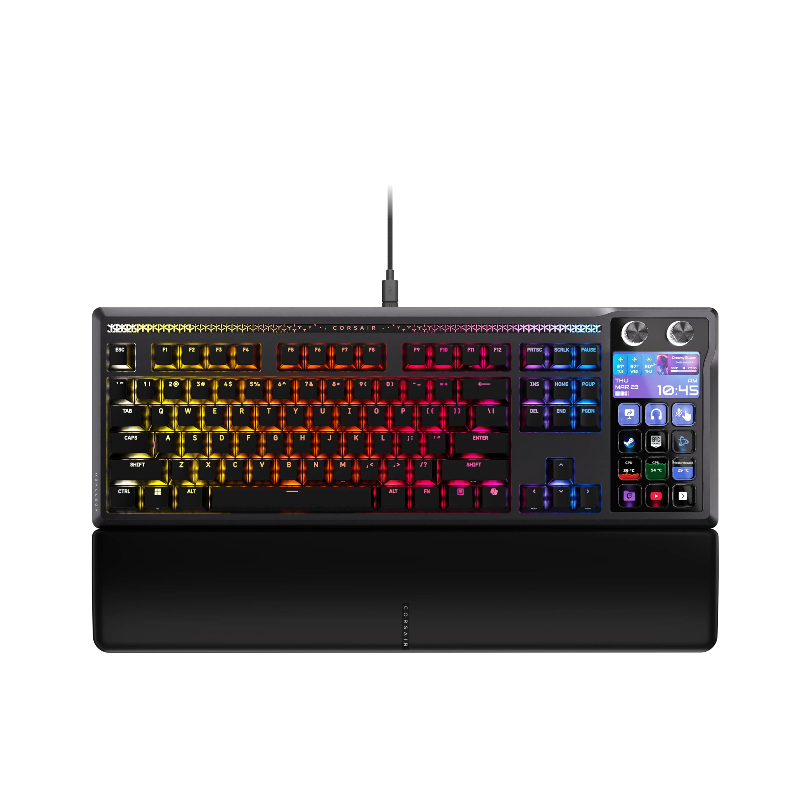 Corsair Galleon 100 SD RGB Mechanical Wired Gaming Keyboard – QWERTY US, Stream Deck-Integrated, Pre-Lubed MLX Pulse Thocky Hotswappable PBT Double-Shot Switches, FlashTap SOCD, 8,000Hz – Black