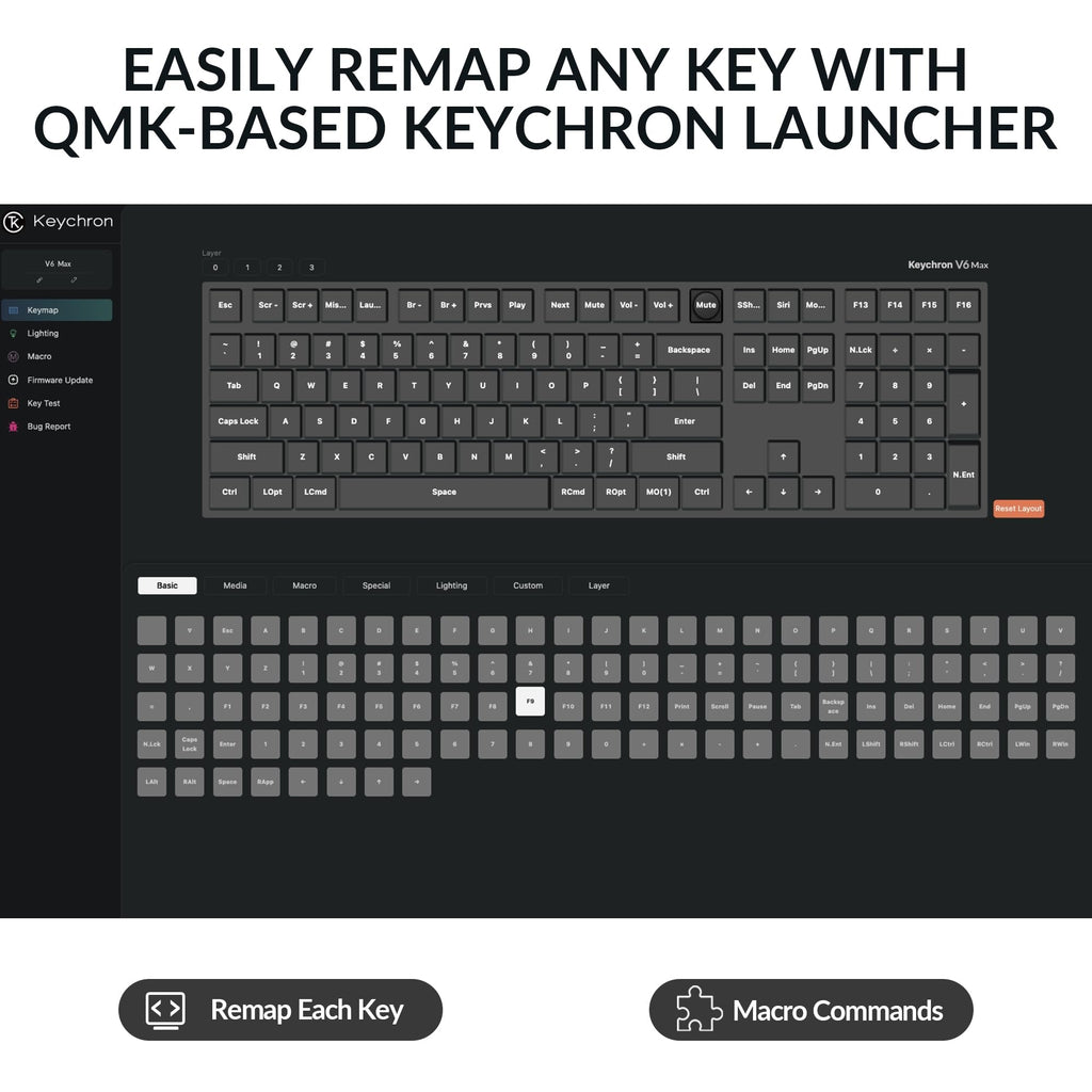 Keychron V6 Max Wireless Custom Mechanical Keyboard, 2.4 GHz Bluetooth QMK Full-Size Layout RGB with Hot-swappable Gateron Brown Switch Compatible with Mac Windows Linux
