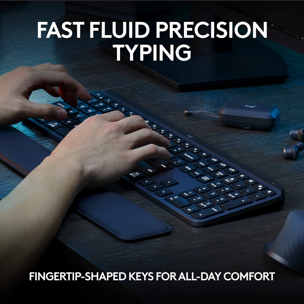 Logitech MX Keys S Wireless Keyboard, Low Profile, Fluid Precise Quiet Typing, Programmable Keys, Backlighting, Bluetooth, USB C Rechargeable, for Windows PC, Linux, Chrome, Mac - Graphite