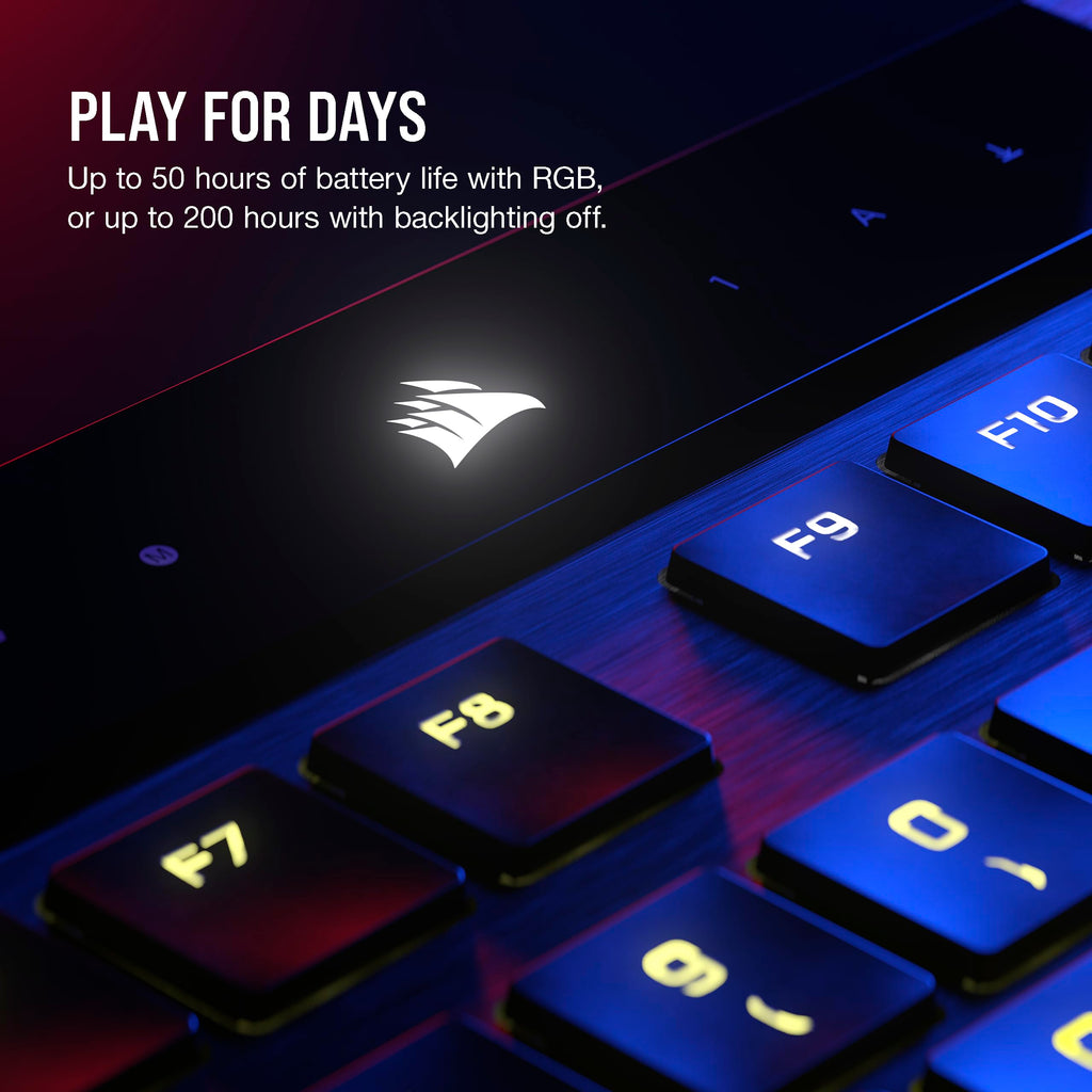 Corsair K100 AIR Wireless RGB Mechanical Gaming Keyboard - Ultra-Thin, Sub-1ms Slipstream, Low-Latency Bluetooth, Cherry MX Ultra Low Profile Keyswitches - NA Layout, QWERTY - Black