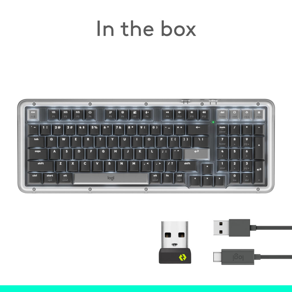 Logitech Alto Keys K98M Wireless Mechanical Clicky Keyboard, Customizable Keyboard with Vibration Absorbing Gasket, Backlit Keys, Bluetooth, USB-C Charging, for PC, Mac, Laptops - Graphite