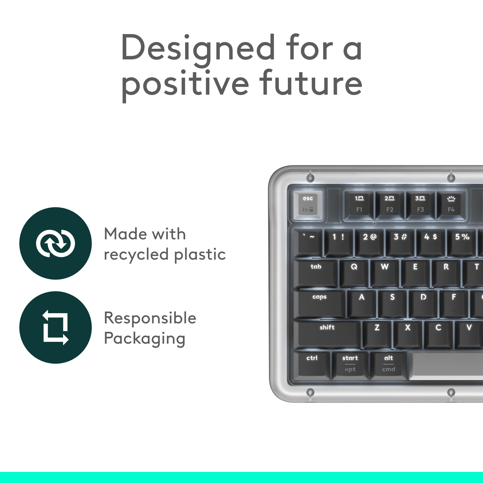 Logitech Alto Keys K98M Wireless Mechanical Clicky Keyboard, Customizable Keyboard with Vibration Absorbing Gasket, Backlit Keys, Bluetooth, USB-C Charging, for PC, Mac, Laptops - Graphite