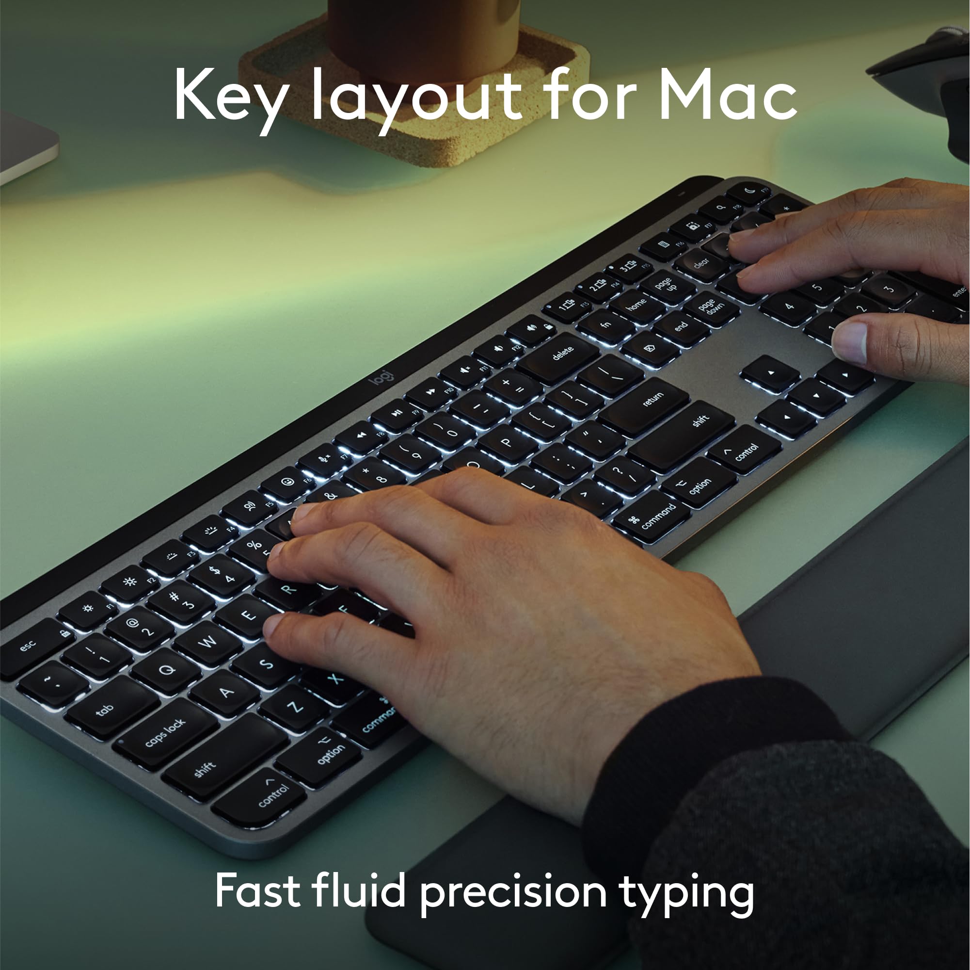 Logitech MX Keys S for Mac, Wireless Keyboard, Fluid, Precise Laptop-Like Typing, Programmable Keys, Backlit, Bluetooth USB C Rechargeable for MacBook Pro, MacBook Air, iMac, iPad - Space Grey