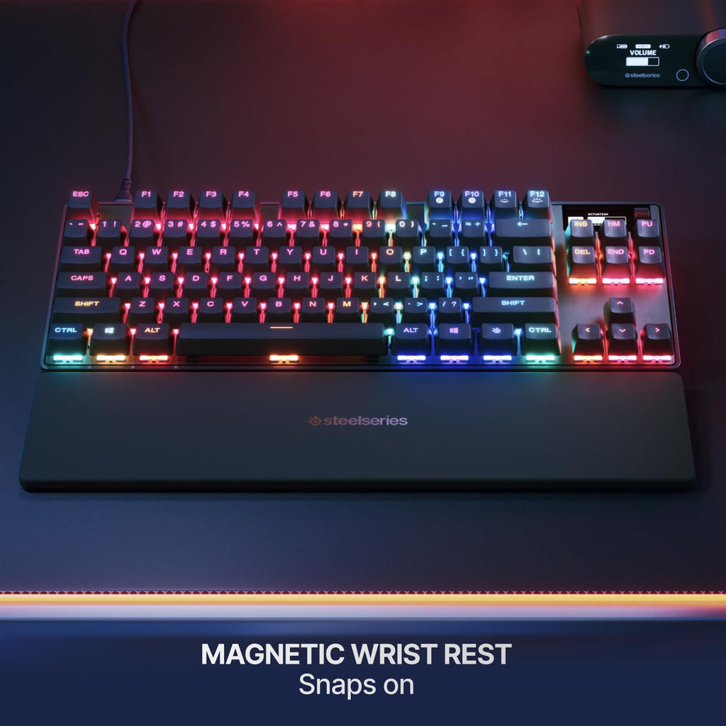SteelSeries Apex Pro TKL Gen 3 Gaming Keyboard - OmniPoint 3.0 Analog Magnetic Switches, Quickset Auto-Presets (Rapid Trigger, Rapid Tap/SOCD, Protection Mode), OLED, RGB, PBT Keycaps, USB-C, Black