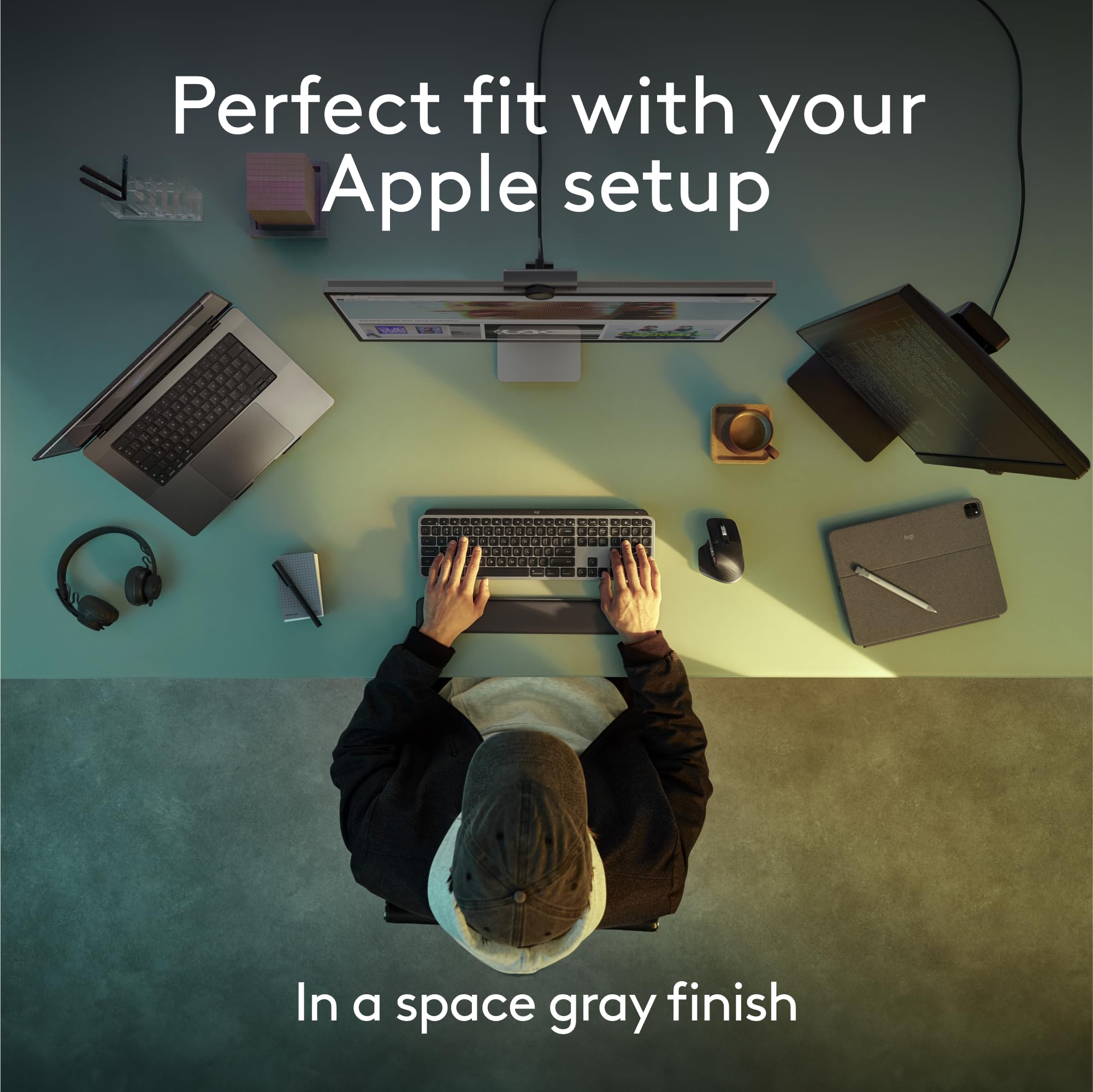 Logitech MX Keys S for Mac, Wireless Keyboard, Fluid, Precise Laptop-Like Typing, Programmable Keys, Backlit, Bluetooth USB C Rechargeable for MacBook Pro, MacBook Air, iMac, iPad - Space Grey