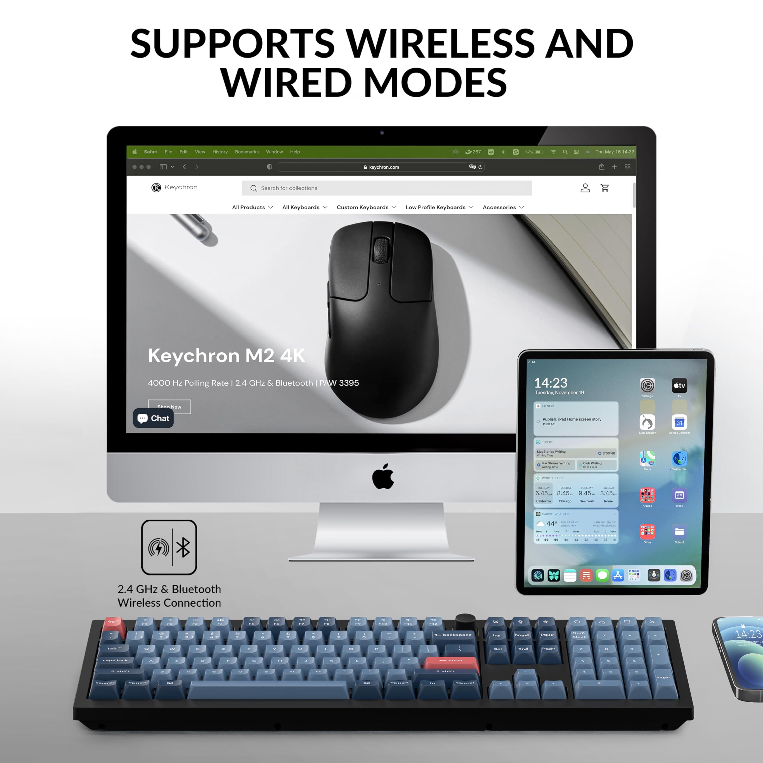 Keychron V6 Max Wireless Custom Mechanical Keyboard, 2.4 GHz Bluetooth QMK Full-Size Layout RGB with Hot-swappable Gateron Brown Switch Compatible with Mac Windows Linux