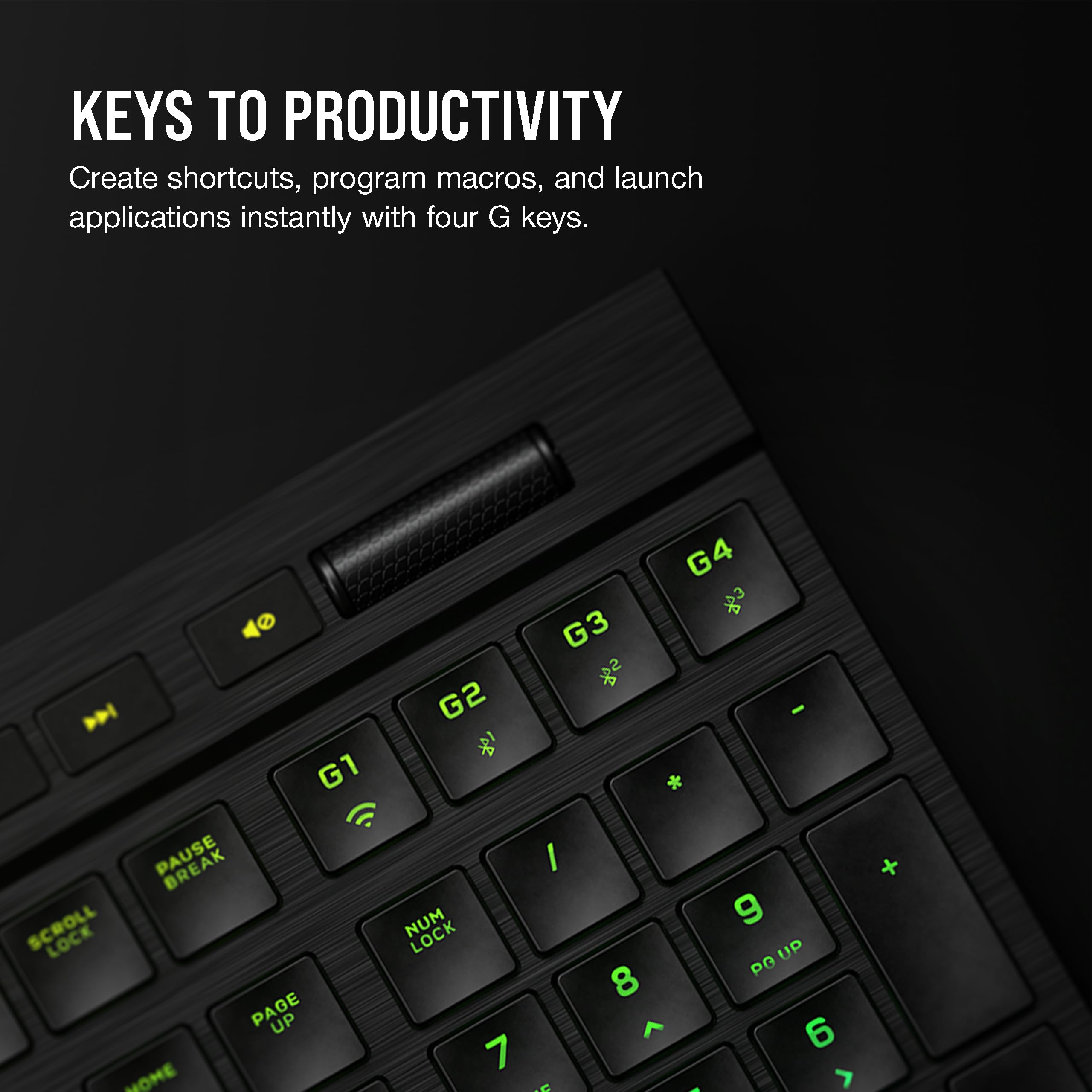 Corsair K100 AIR Wireless RGB Mechanical Gaming Keyboard - Ultra-Thin, Sub-1ms Slipstream, Low-Latency Bluetooth, Cherry MX Ultra Low Profile Keyswitches - NA Layout, QWERTY - Black