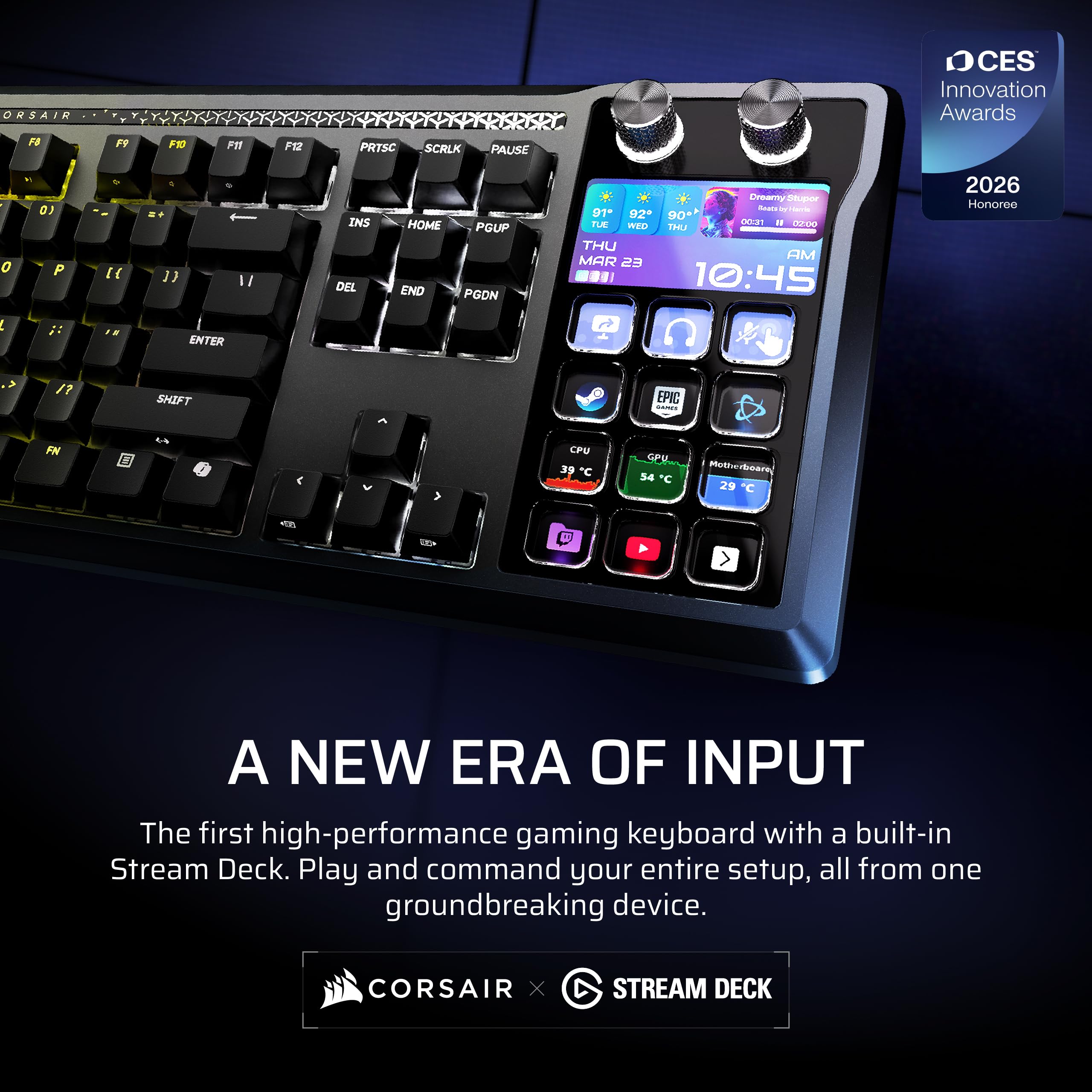 Corsair Galleon 100 SD RGB Mechanical Wired Gaming Keyboard – QWERTY US, Stream Deck-Integrated, Pre-Lubed MLX Pulse Thocky Hotswappable PBT Double-Shot Switches, FlashTap SOCD, 8,000Hz – Black