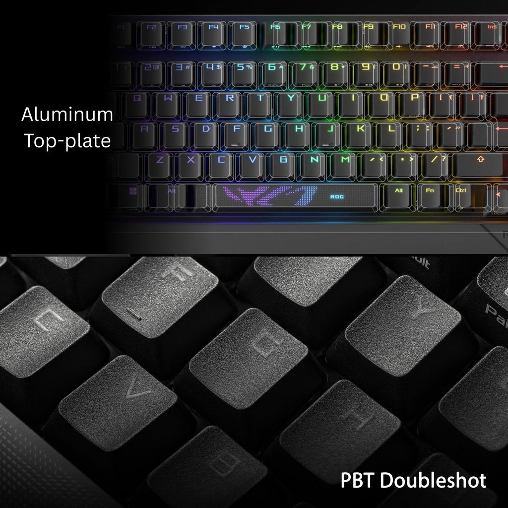 ASUS ROG Strix Scope II 96 Wireless Mechanical Gaming Keyboard – 96% Full-Size, Tri-Mode Connectivity, Hot Swappable Pre-lubed ROG NX Snow Linear Switches, PBT Keycaps, RGB, PC/Mac Support-Black